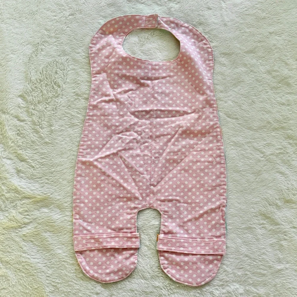 Flannel Double Sided Long Line Bibs Set of 2 Floral Stars Polka Dot Prints